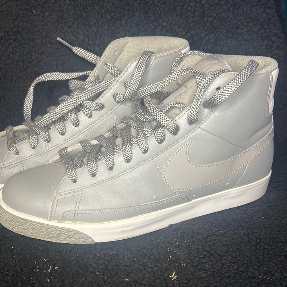 Nike Gray and White Textured High-Top Sneakers blazers
